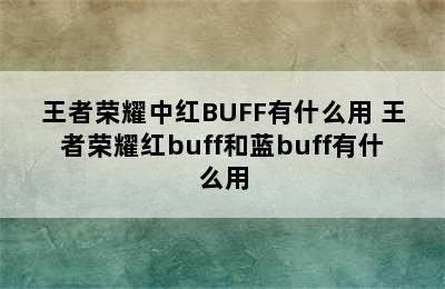 王者荣耀中红BUFF有什么用 王者荣耀红buff和蓝buff有什么用